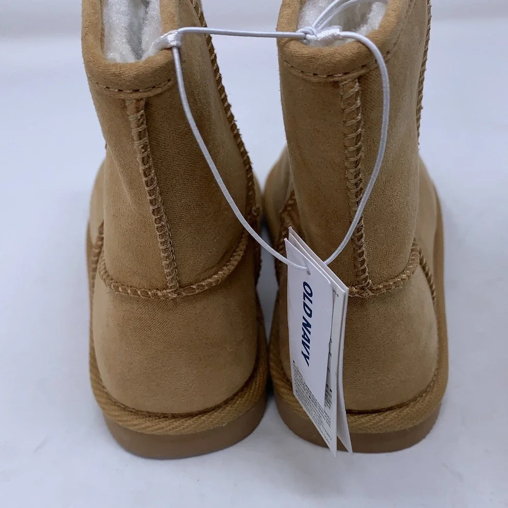 Old Navy Girls Size 10 Brown 510502 Faux Suede Fur Lined Pull-On Snow Boots NWOB